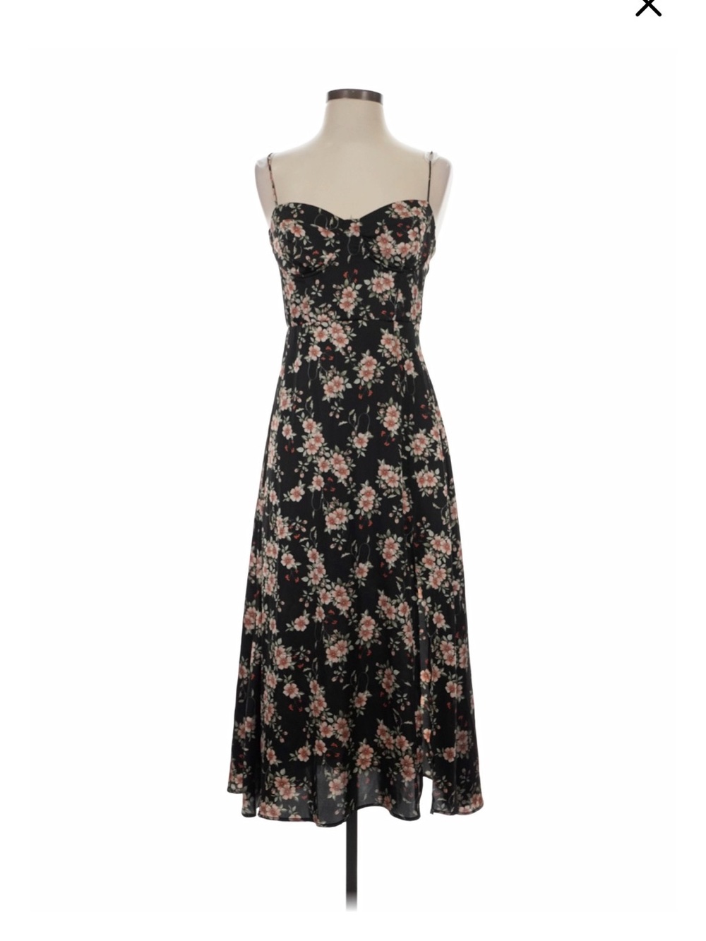 ASTR the Label Floral Slip Maxi Dress - Black with Pink Floral